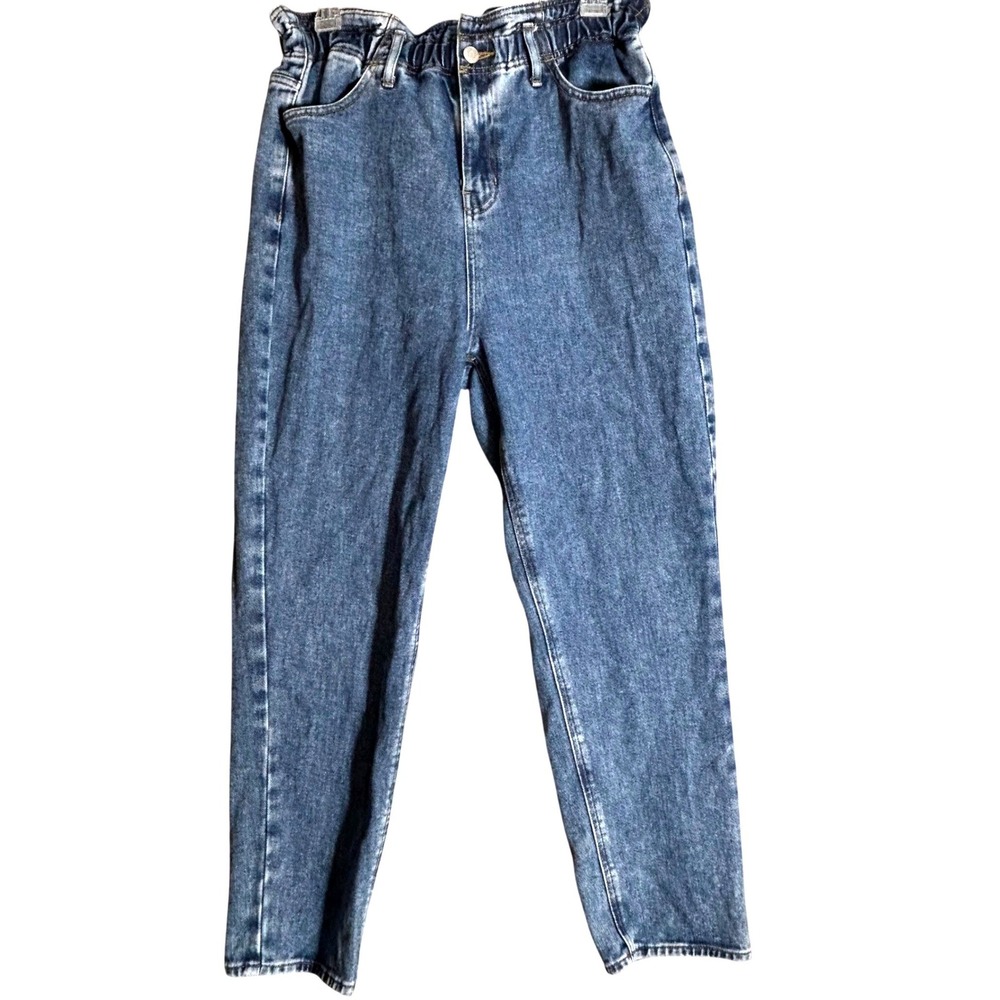 PacSun Womens High Waisted Paperbag Mom Jeans Medium Wash Blue 100% Cotton 28/29